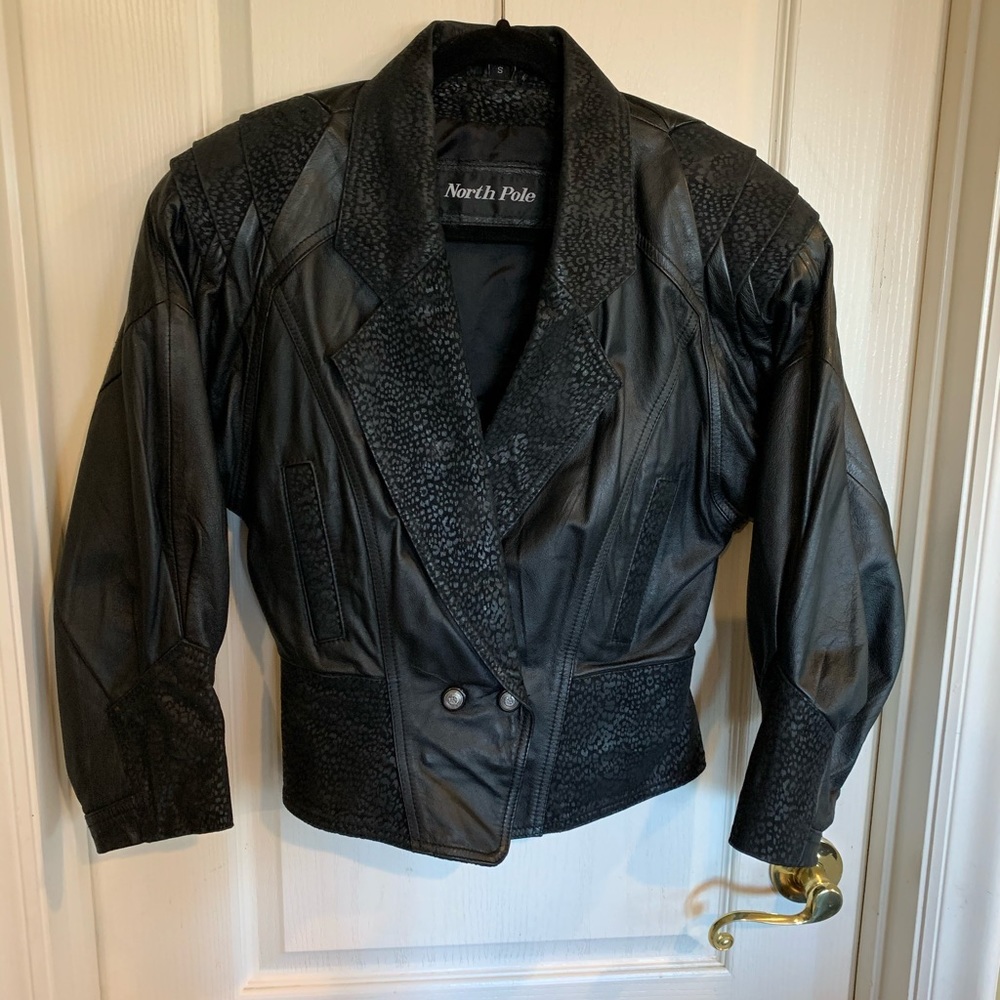 North Pole 90’s black leather jacket